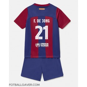 Barcelona Frenkie de Jong #21 Fotballklær Hjemmedraktsett Barn 2023-24 Kortermet (+ korte bukser)